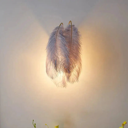 Modern Grey and White Goose Feather Wall Lamp