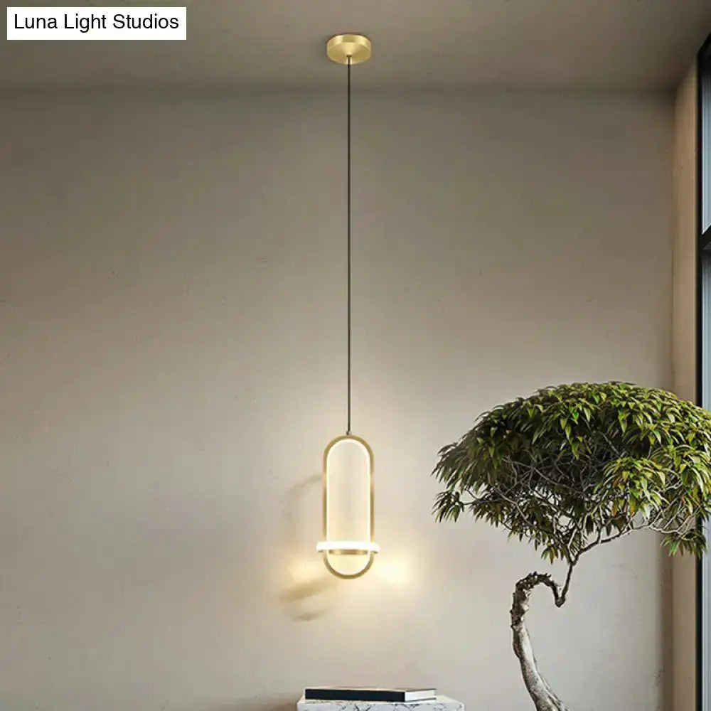 Modern halo ring bedside pendant light in brass finish by Decorbites for bedroom on Tampa Home & Garden Store