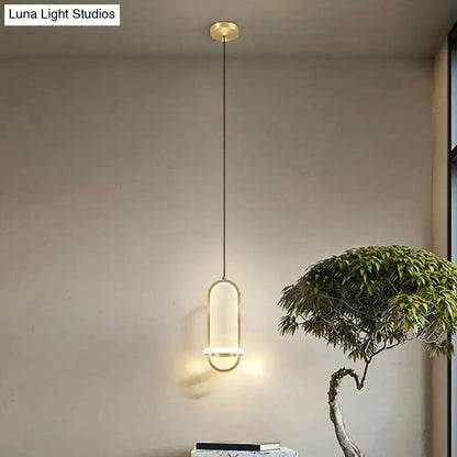 Modern halo ring bedside pendant light in brass finish by Decorbites for bedroom on Tampa Home & Garden Store