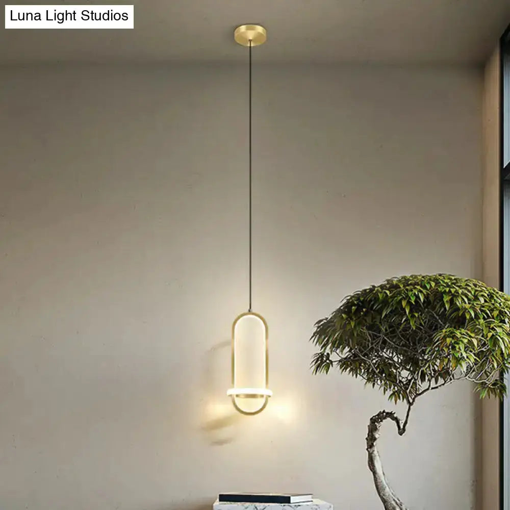 Modern halo ring bedside pendant light in warm brass for bedroom Decorbites on Tampa Home & Garden Store