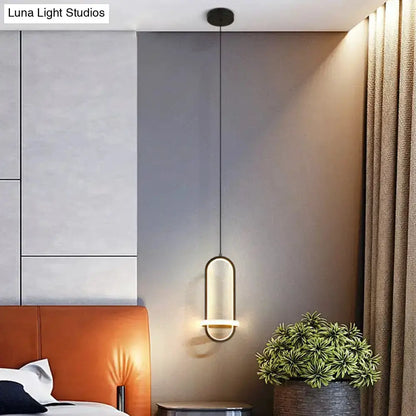Modern halo ring pendant light by Decorbites in brass finish with frosted glass tube on Tampa Home & Garden Store