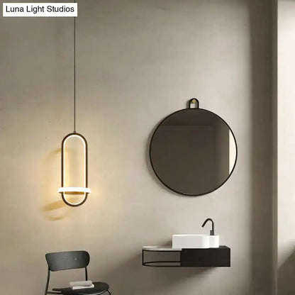Modern halo ring bedside pendant light by Decorbites in warm glow for minimalist bedroom on Tampa Home & Garden Store