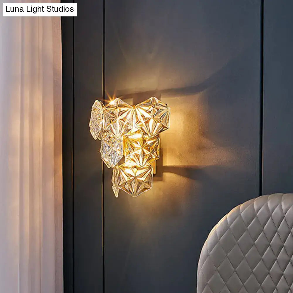 Gold hexagon glass postmodern wall sconce by Decorbites with warm glow on Tampa Home & Garden Store