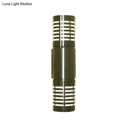 Chrome Industrial Wall Sconce with cylindrical ribbed grille accents and polished chrome finish on Tampa Home & Garden Store