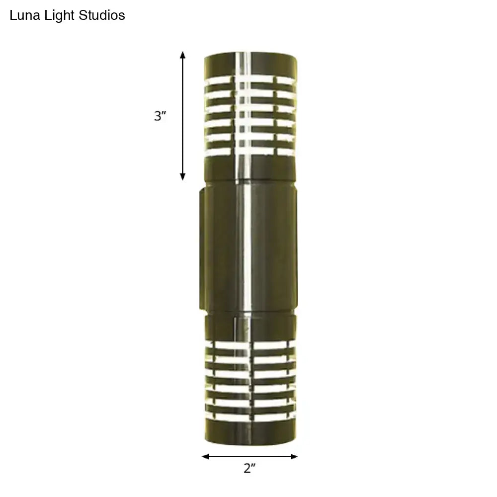 Chrome Industrial Wall Sconce by Decorbites, cylindrical vented metal grille design on Tampa Home & Garden Store