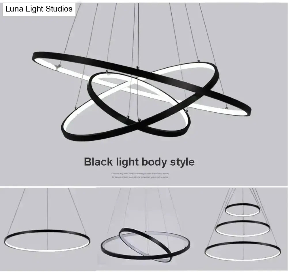 Modern interlocking ring LED pendant lights, set of 3 black rings Decorbites on Tampa Home & Garden Store