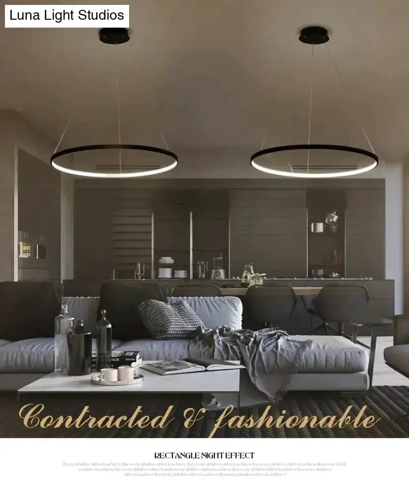 2-ring pendant lights, modern interlocking LED, black finish by Decorbites on Tampa Home & Garden Store