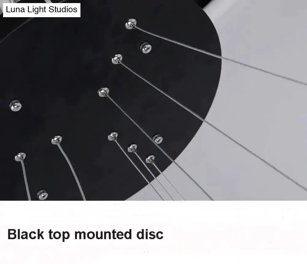 Modern interlocking ring LED pendant light black canopy with steel cables for dining room on Tampa Home & Garden Store