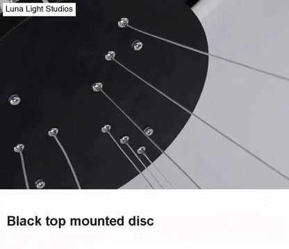 Modern interlocking ring LED pendant light black canopy with steel cables for dining room on Tampa Home & Garden Store