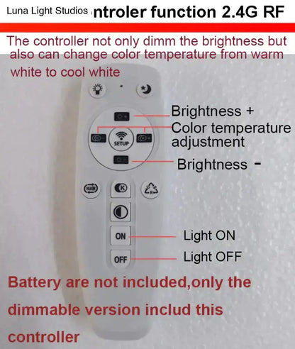 Pendant remote for Decorbites interlocking ring LED lights with brightness controls on Tampa Home & Garden Store