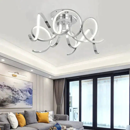 Pendant light with twisting chrome metal rings for bedroom decor on Tampa Home & Garden Store