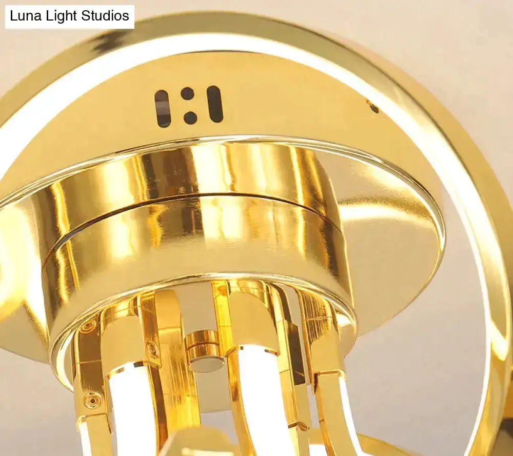 Modern iron crystal golden ring pendant light with warm LEDs Decorbites on Tampa Home & Garden Store