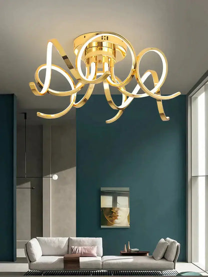 Pendant light modern iron crystal golden ring, Decorbites, for bedroom, gold looping rings on Tampa Home & Garden Store
