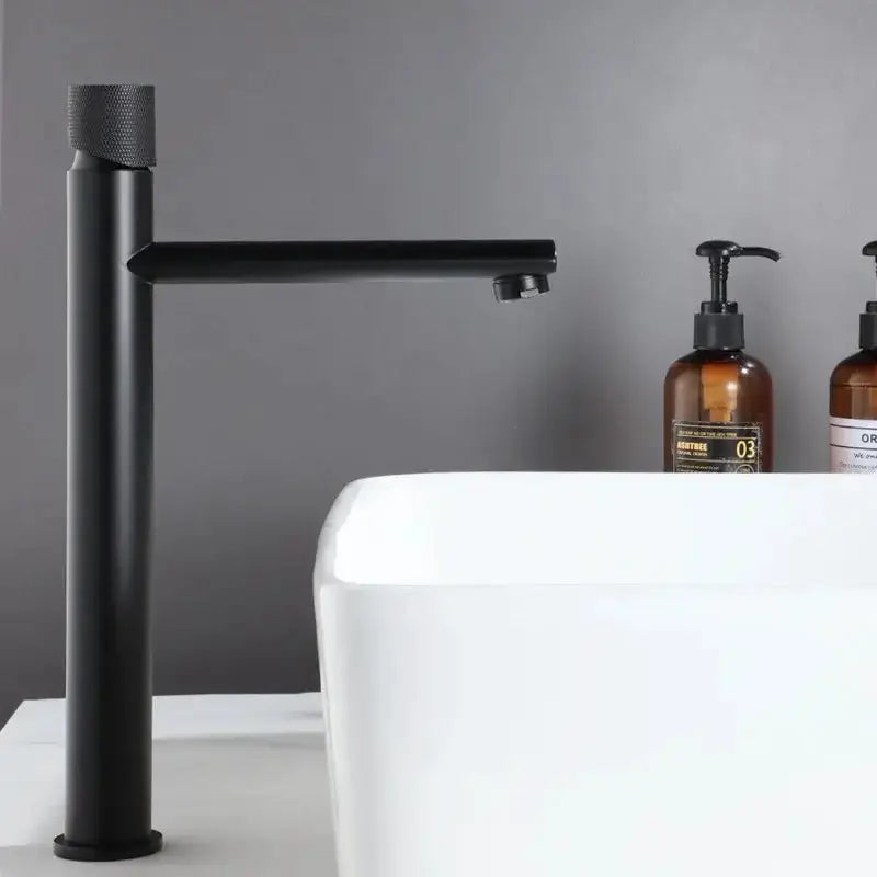 Modern knurled basin faucet in matte black, bathroom mixer tap by Decorbites on Tampa Home & Garden Store