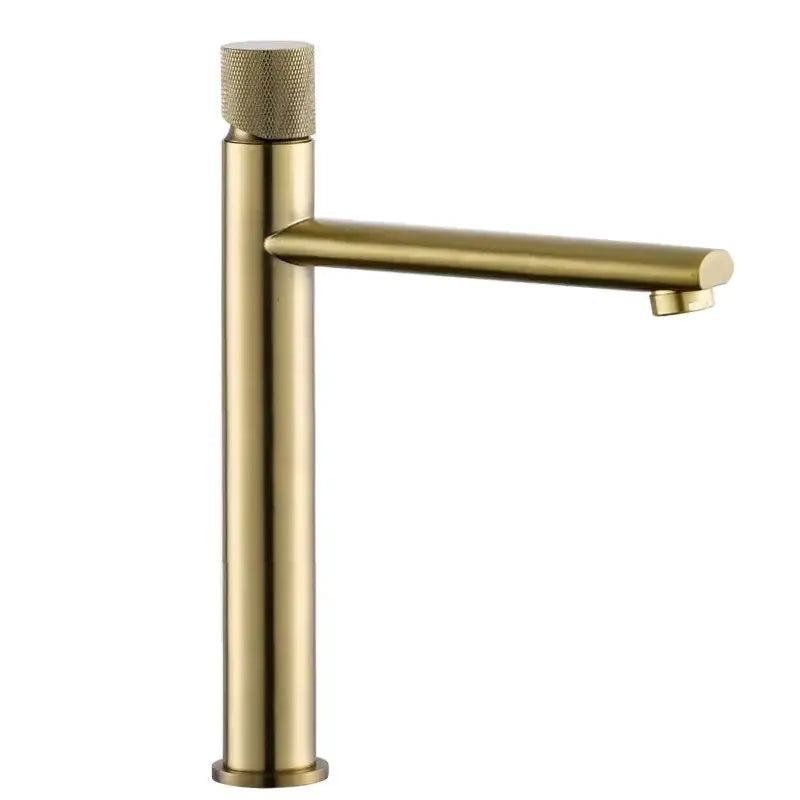 Decorbites brushed gold basin faucet with knurled cap, modern bathroom mixer tap on Tampa Home & Garden Store