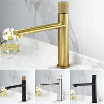 Modern knurled brushed gold basin faucet bathroom mixer tap by Decorbites, gold finish on Tampa Home & Garden Store