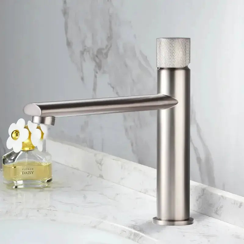Modern knurled brushed gold bathroom basin faucet single-handle Decorbites on Tampa Home & Garden Store
