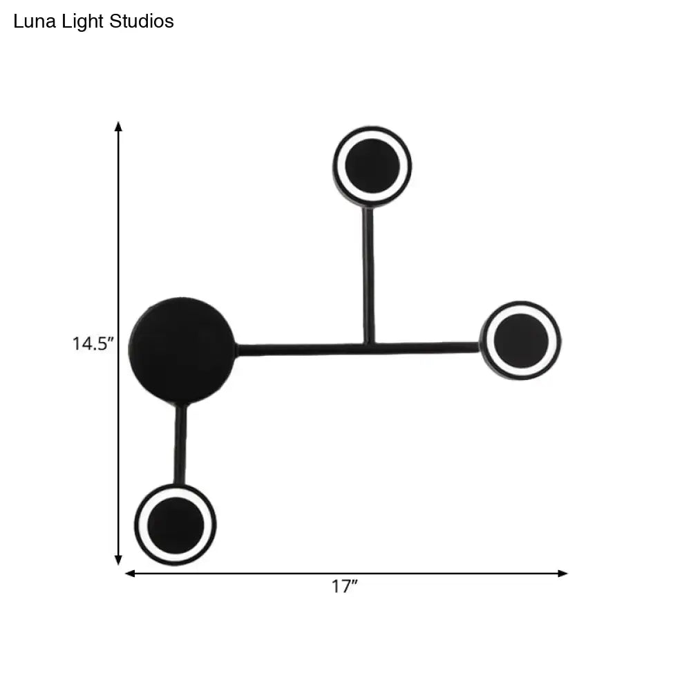 Black Decorbites industrial warm LED wall sconce with three circular heads on L-shaped arm on Tampa Home & Garden Store