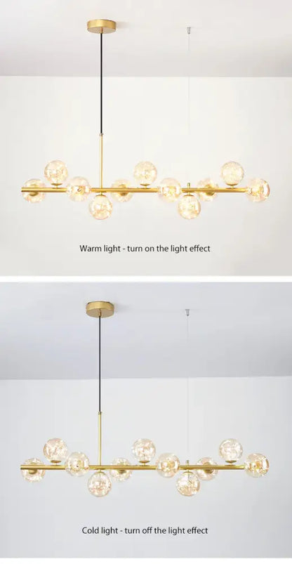 Black Gold Adjustable Ring Chandelier for Dining with gold bar and glass globe bulbs on Tampa Home & Garden Store