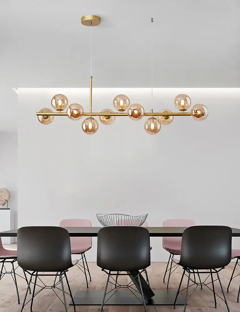 Decorbites gold metal adjustable ring chandelier with glass globe bulbs for dining on Tampa Home & Garden Store