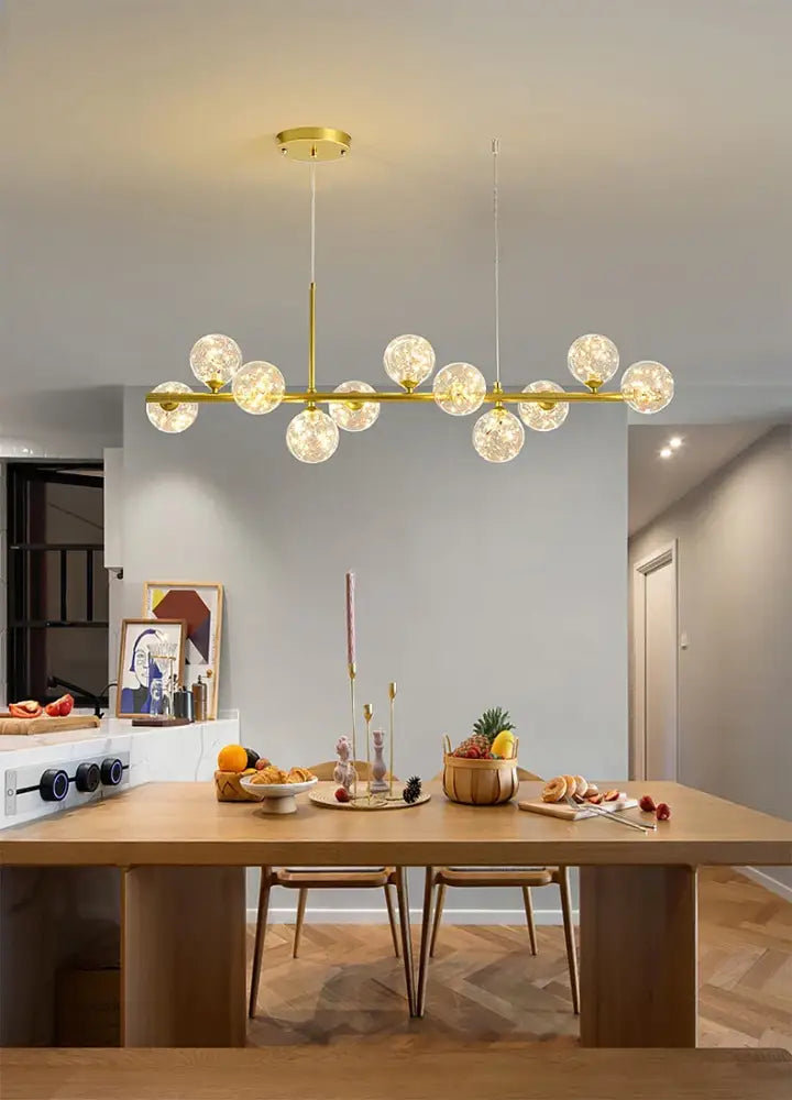 Chandeliers Black Gold Adjustable Ring Chandelier with glass globe bulbs over dining table on Tampa Home & Garden Store