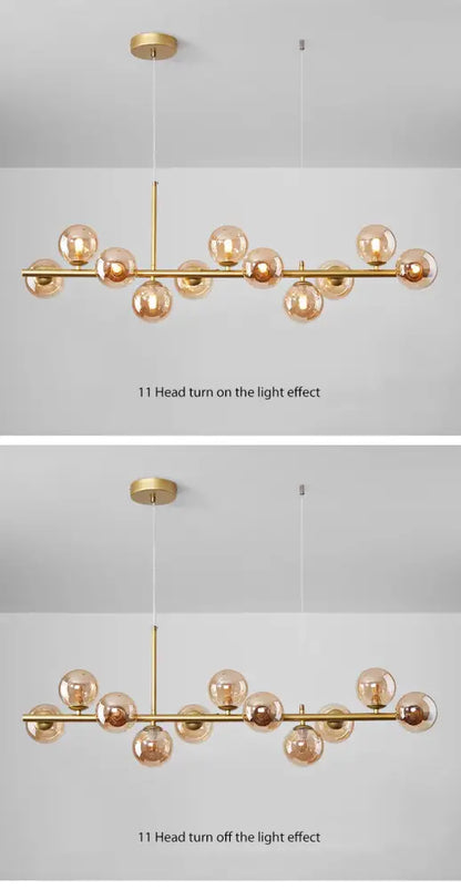 Black Gold Adjustable Ring Chandelier by Decorbites with glass globe bulbs for dining on Tampa Home & Garden Store