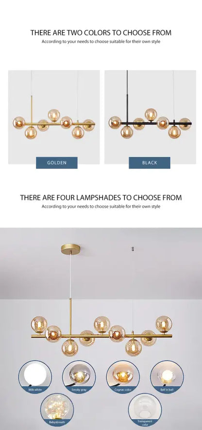 Black Gold Adjustable Ring Chandelier for Dining by Decorbites with glass globe bulbs on Tampa Home & Garden Store