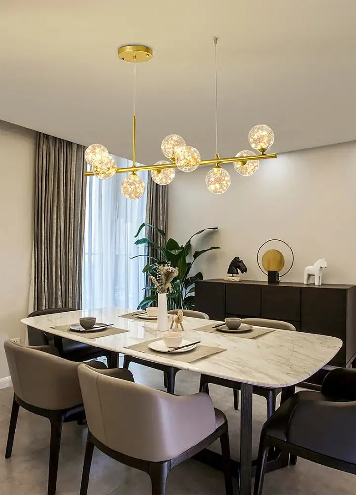 Black Gold Adjustable Ring Chandelier for Dining by Decorbites with glass globe bulbs on Tampa Home & Garden Store