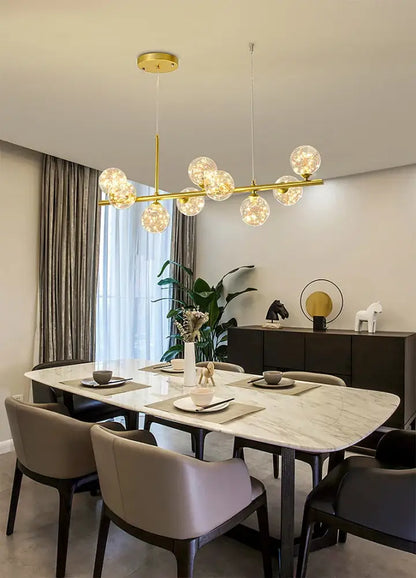 Black Gold Adjustable Ring Chandelier for Dining by Decorbites with glass globe bulbs on Tampa Home & Garden Store