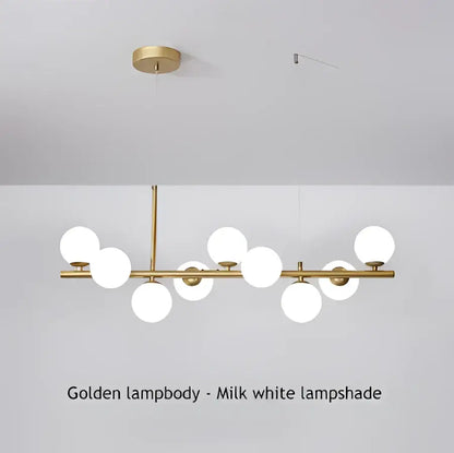 Black Gold adjustable ring chandelier with milk-white globe bulbs for dining on Tampa Home & Garden Store