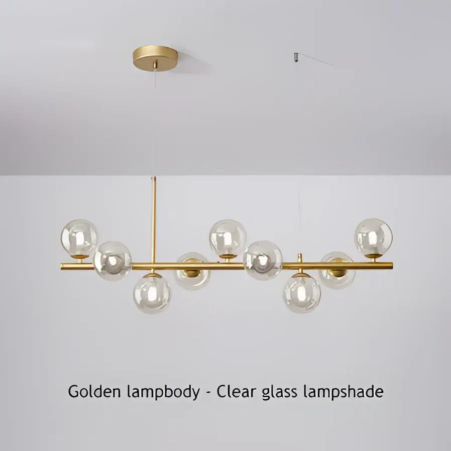 Black Gold Adjustable Ring Chandelier with clear glass globes for dining on Tampa Home & Garden Store