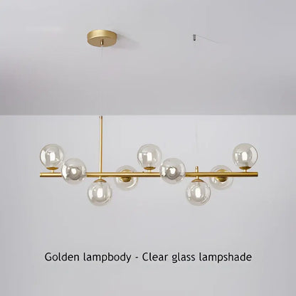 Black Gold Adjustable Ring Chandelier with clear glass globes for dining on Tampa Home & Garden Store