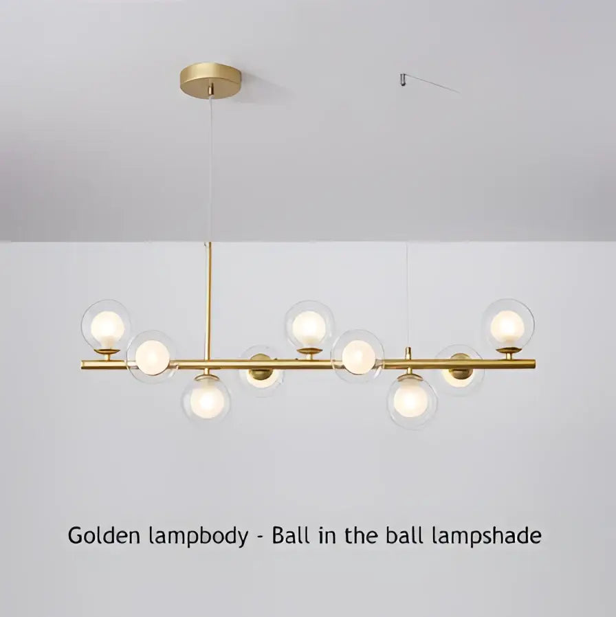 Black Gold Adjustable Ring Chandelier for Dining by Decorbites with brass bar and glass globes on Tampa Home & Garden Store