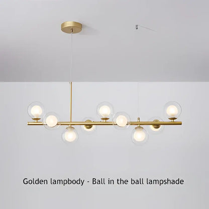Black Gold Adjustable Ring Chandelier for Dining by Decorbites with brass bar and glass globes on Tampa Home & Garden Store