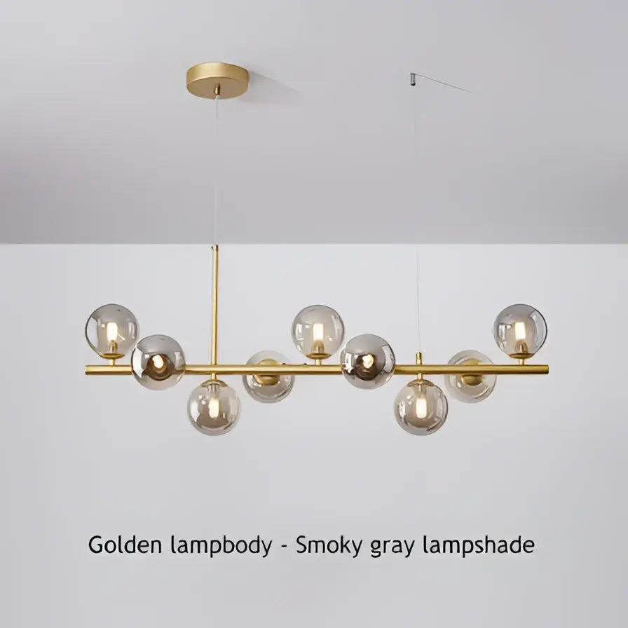 Decorbites Black Gold Adjustable Ring Chandelier for Dining with gold rod and glass globes on Tampa Home & Garden Store