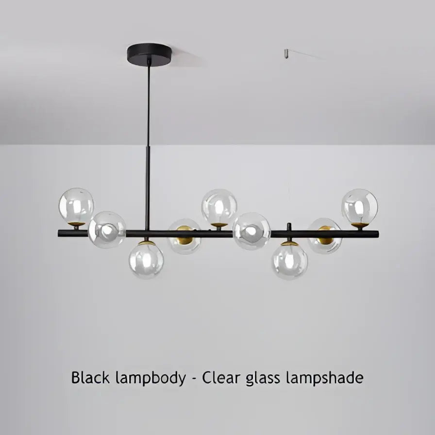 Decorbites Black Gold Adjustable Ring Chandelier with black frame and clear glass globes on Tampa Home & Garden Store