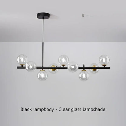 Decorbites Black Gold Adjustable Ring Chandelier with black frame and clear glass globes on Tampa Home & Garden Store