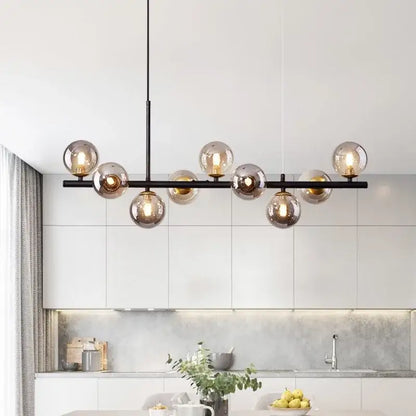 Black Gold adjustable ring chandelier for dining by Decorbites with globe bulbs on bar on Tampa Home & Garden Store