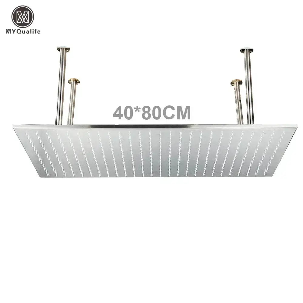 Square chrome LED rainfall shower head 40x80 cm with color changing luxury Decorbites on Tampa Home & Garden Store