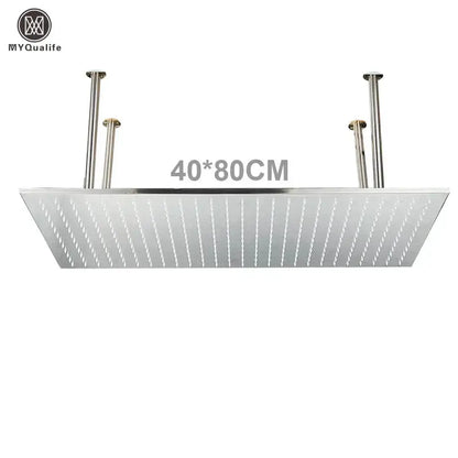 Square chrome LED rainfall shower head 40x80 cm with color changing luxury Decorbites on Tampa Home & Garden Store