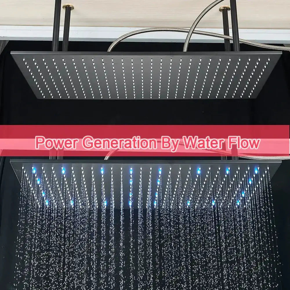 Decorbites modern LED rainfall shower head dual square ceiling panels with color-changing LEDs on Tampa Home & Garden Store