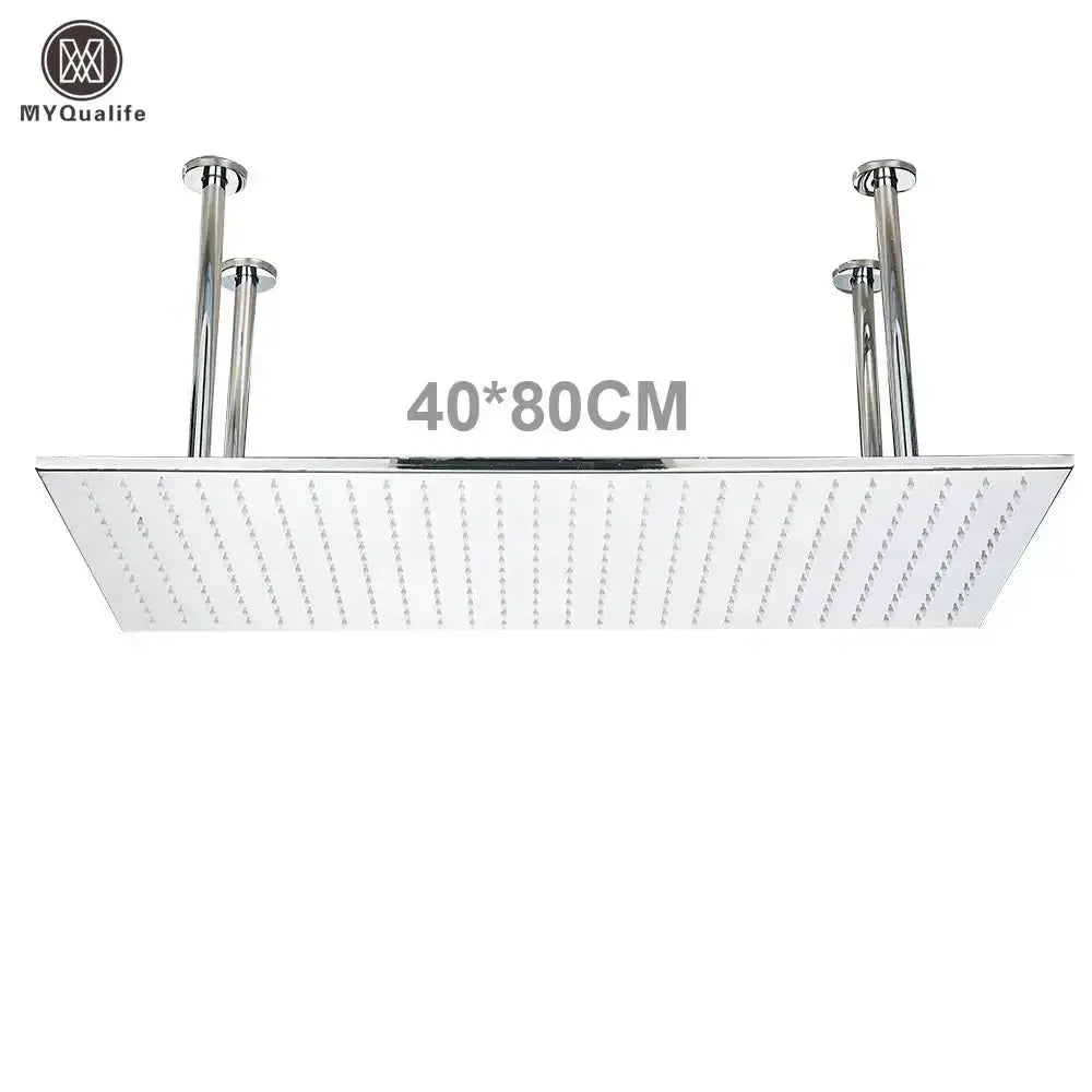 Modern led color-changing rainfall shower head square chrome finish 40x80 cm Decorbites on Tampa Home & Garden Store