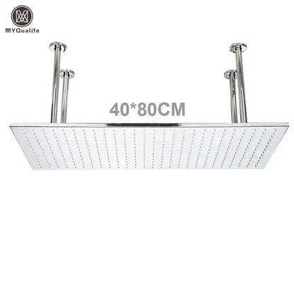 Modern led color-changing rainfall shower head square chrome finish 40x80 cm Decorbites on Tampa Home & Garden Store