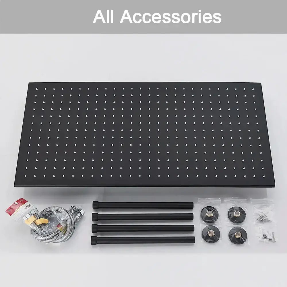 Decorbites LED rainfall shower head, matte black square panel with color-changing LEDs on Tampa Home & Garden Store