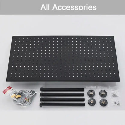 Decorbites LED rainfall shower head, matte black square panel with color-changing LEDs on Tampa Home & Garden Store