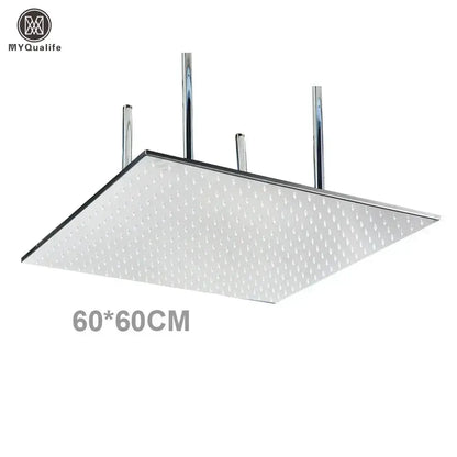 Decorbites square LED rainfall shower head 60x60 cm chrome finish with four mounting arms on Tampa Home & Garden Store