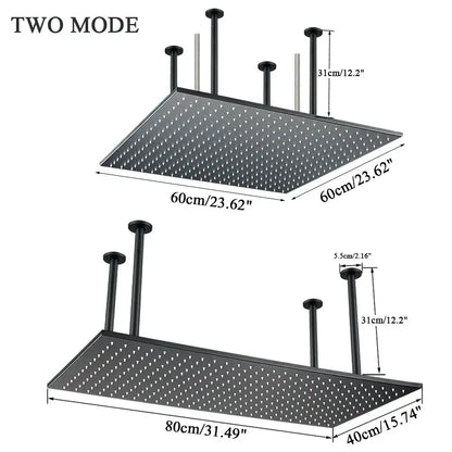Decorbites two-mode LED rainfall shower head set square 60x60 cm and rect. 80x40 cm panels on Tampa Home & Garden Store