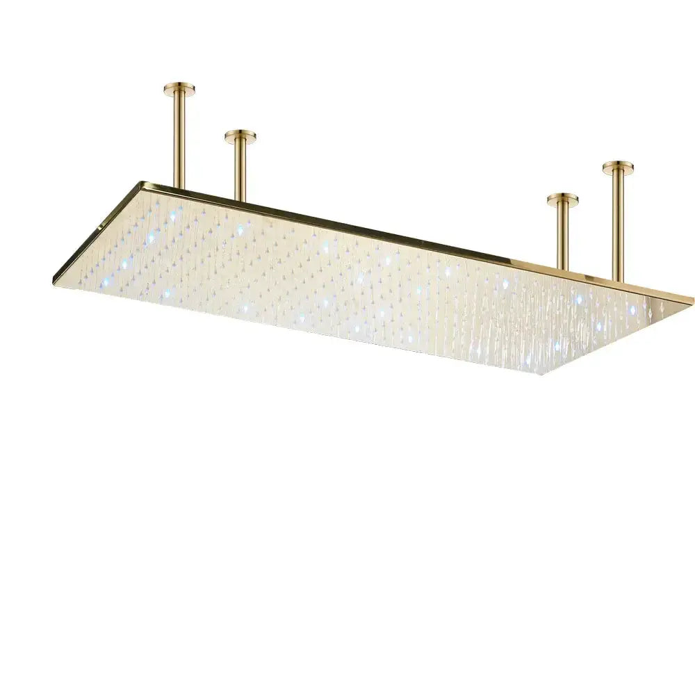 Modern LED rainfall shower head by Decorbites colorchanging gold finish with crystal panel on Tampa Home & Garden Store