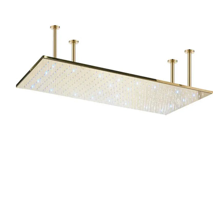 Modern LED rainfall shower head by Decorbites colorchanging gold finish with crystal panel on Tampa Home & Garden Store