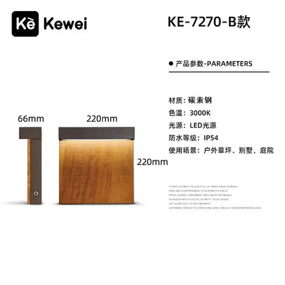 Modern led wood grain lawn light pathway lamp outdoor brown wood finish with black top on Tampa Home & Garden Store